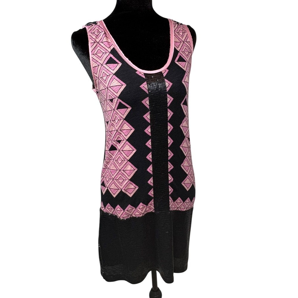Vintage Y2K Custo Barcelona Geometric Sequin Tank Dress VGUC - Size 2 (US S)